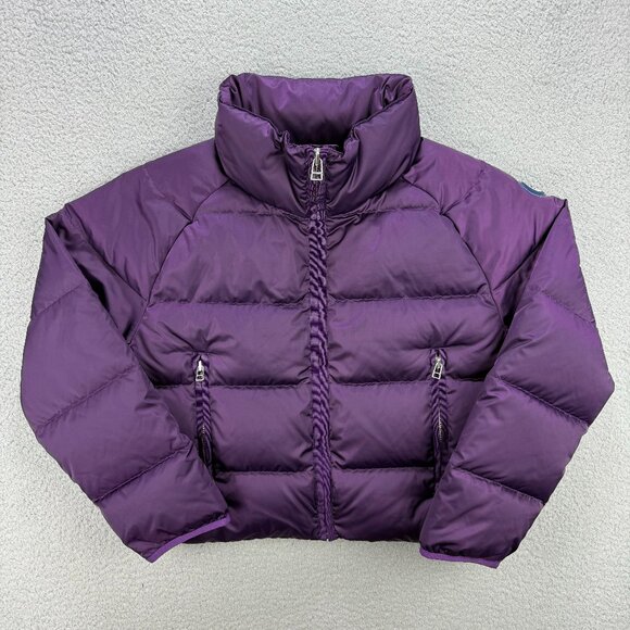 Tory Sport Jackets & Blazers - Tory Burch Sport Jacket Womens Extra Small XS Purple Down Puffer Cropped Satin 2